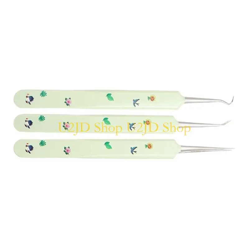 U2JD 3 Pcs Facials Blackhead Remover Tweezers Pimple Popper Tool Kits Makeup Tool