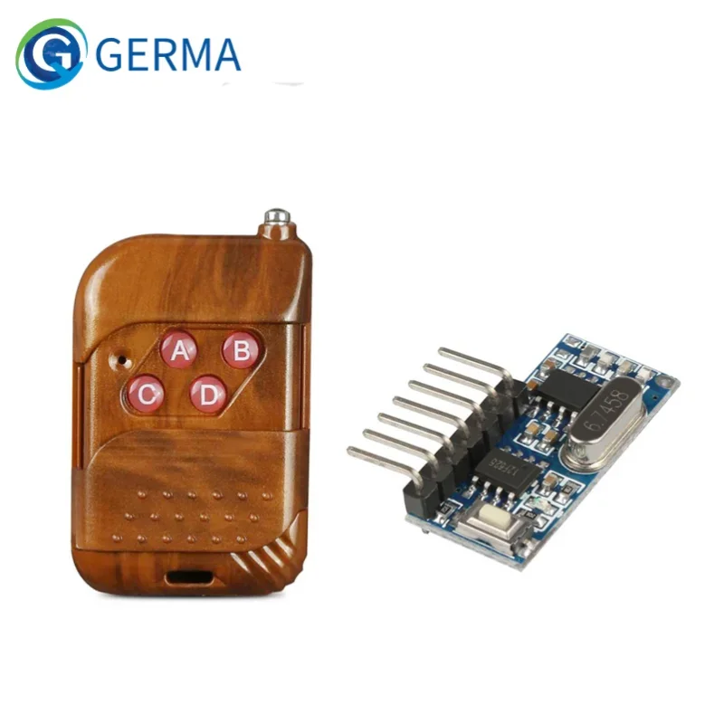 GERMA 433mhz RF Relay Receiver Module Wireless 4 CH Output With Learning Button and 433 Mhz RF Remote Controls Transmitter Diy