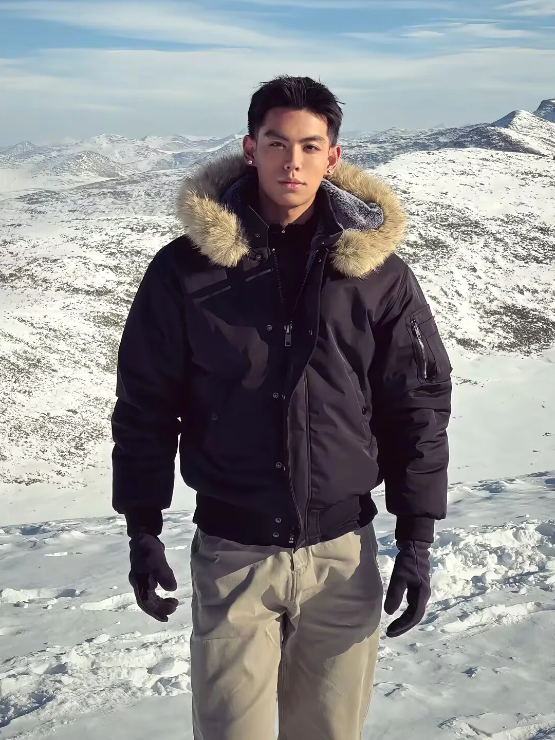 

American Style Short down Jacket Men's Winter Thickened Flight Falcon Coat Black Flying Jacket Cotton Clothes Warmth Outdoor