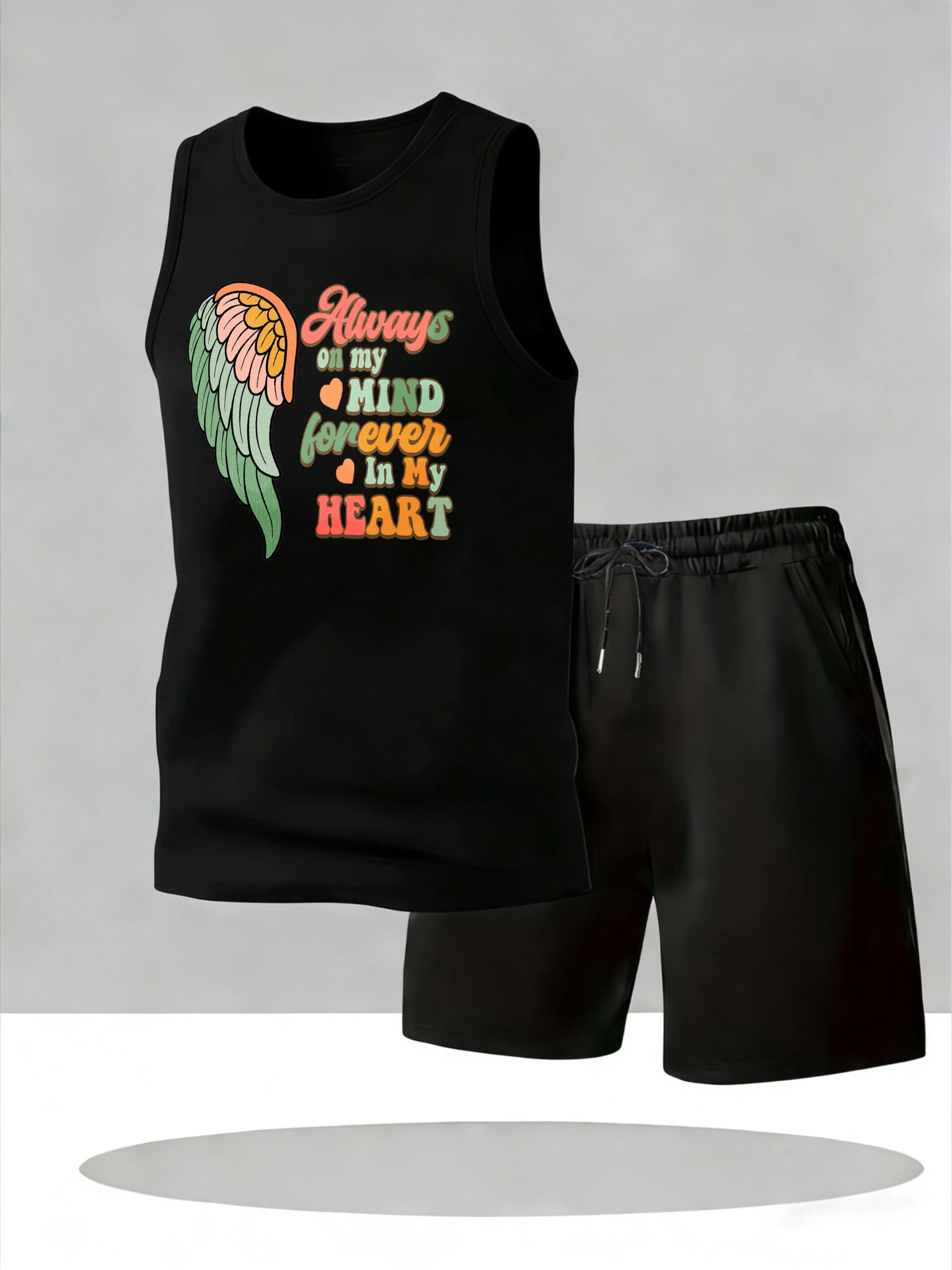 

Men's Tank Top Sets 2026 Summer Quick drying beach sports crewneck 2 piece set running men's suits Breathable oversize