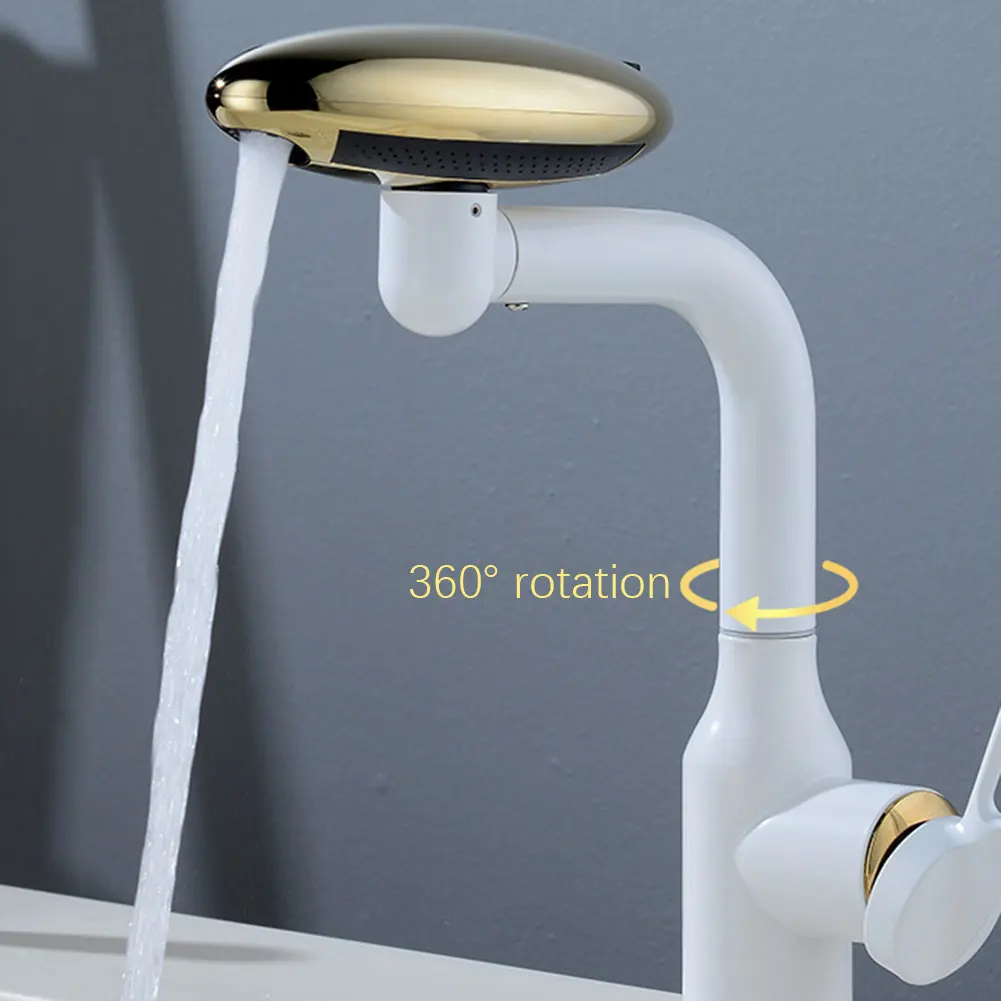 Multi Functional Waterfall Basin Faucet 4 Water Outlet Mode Spray Faucet 360°Rotation,Hot Cold Water Sink Mixer Tap For Bathroom