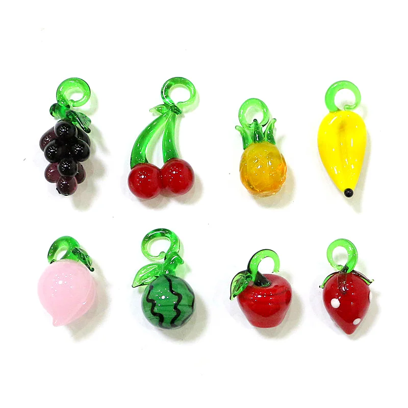 Murano Glass Christmas Tree Ornaments Creative Candlestick Dining Table Home Decor With 8pcs Cute Mini Fruit Pendant Accessories