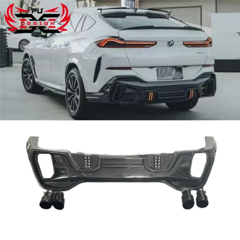 

For BMW X6 G06 lci FD Style Carbon Fiber Body Kit Rear Diffuser Splitter Rear Bumper