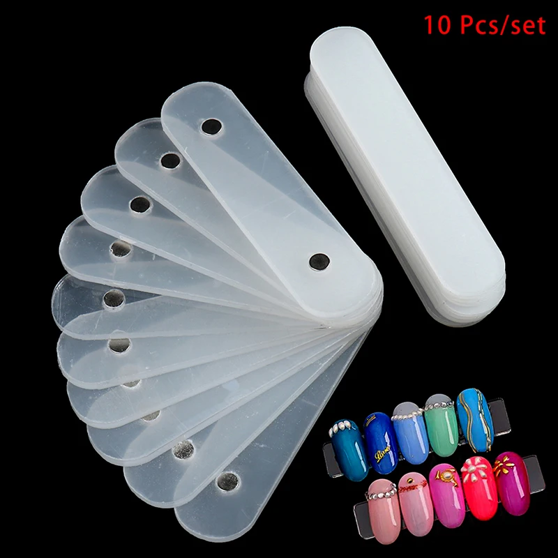 Prego Display Tiras Magnéticas, Nail Art Dicas Sticks, Paleta de Prática Transparente, Manicure Acrílico, 10pcs