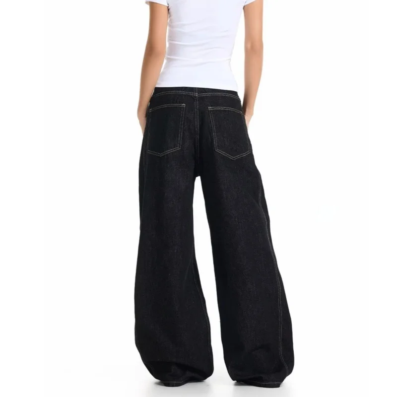 2025 Trend Y2K Fashion Black Casual Baggy Women's Jeans Pants For Woman Clothes Straight Elegant Cotton Long Trousers Ropa Mujer