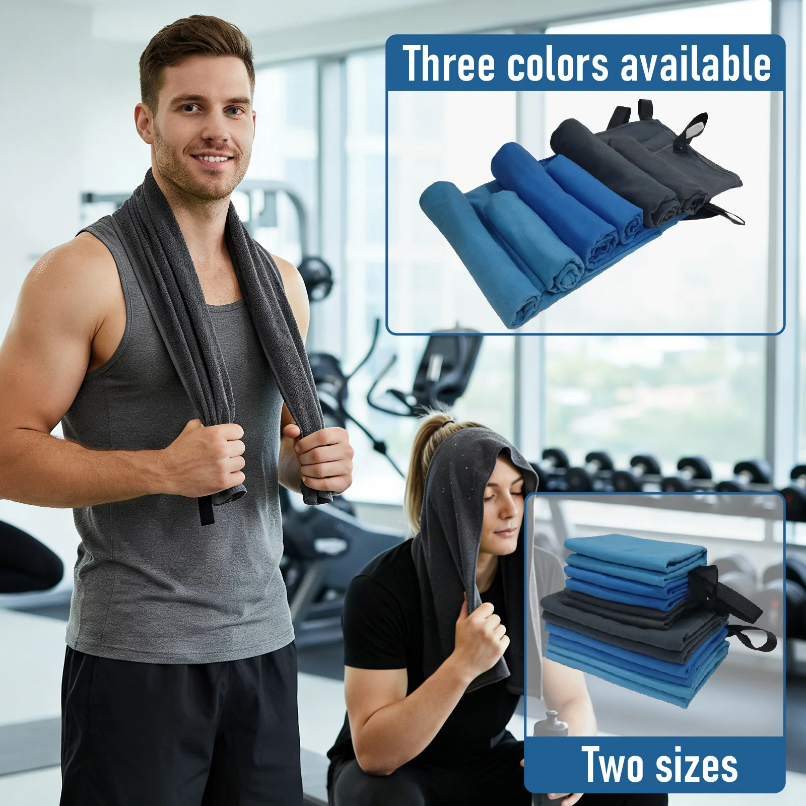 

Ультралегкое быстросохнущее спортивное полотенце, впитывающее влагу, идеально подходит для путешествий, бассейна, йоги, кемпинга, ванной комнаты.