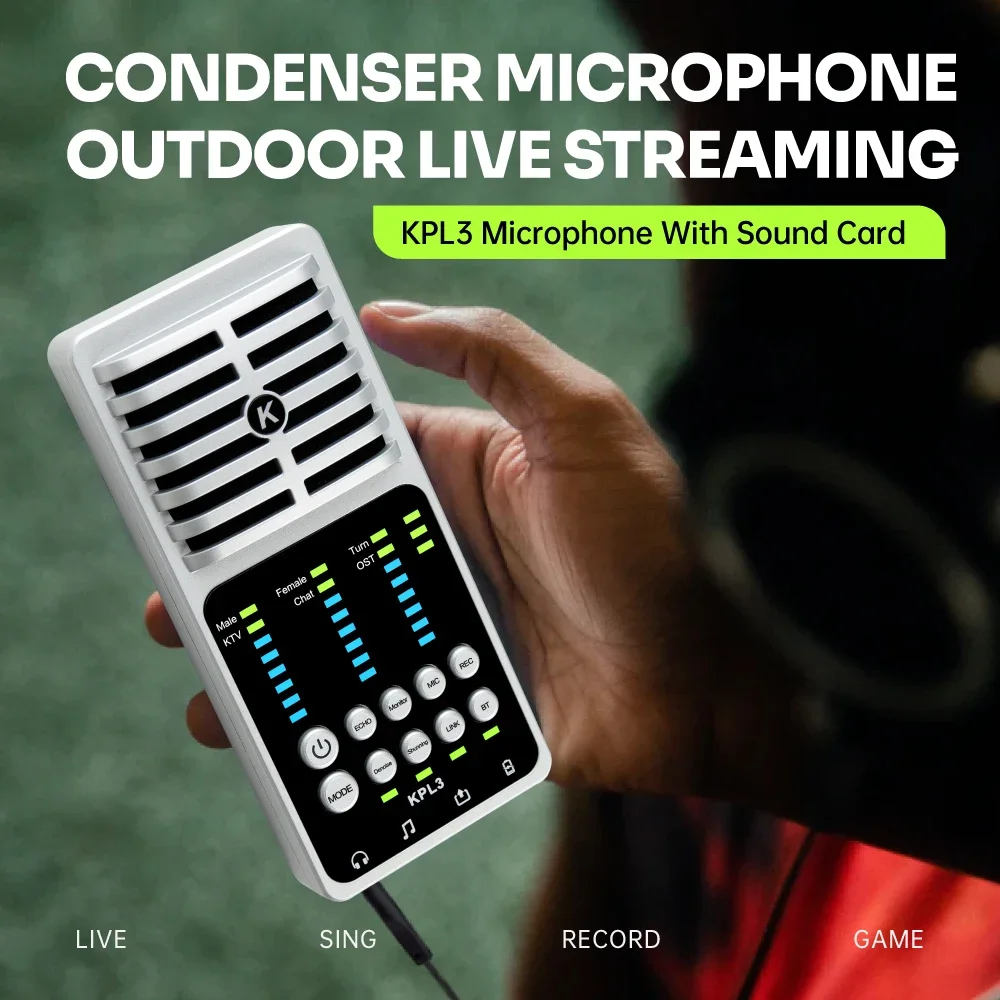 USB Audio Interface Sound Card With Condenser Microphone Live Broadcast Phone/PC Recording Guitar Sound Card For Studio Singing