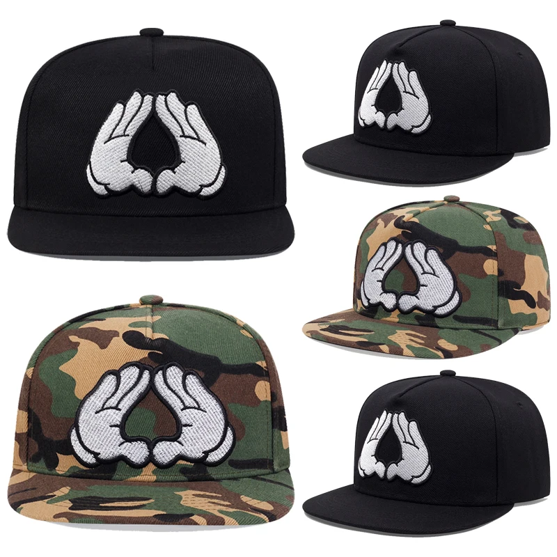 

2025 Trendy New Light Plate Two Hand Personalized Street Hip Hop Hat Outdoor Cycling Sunshade Male Female Flat Edge Baseball Hat