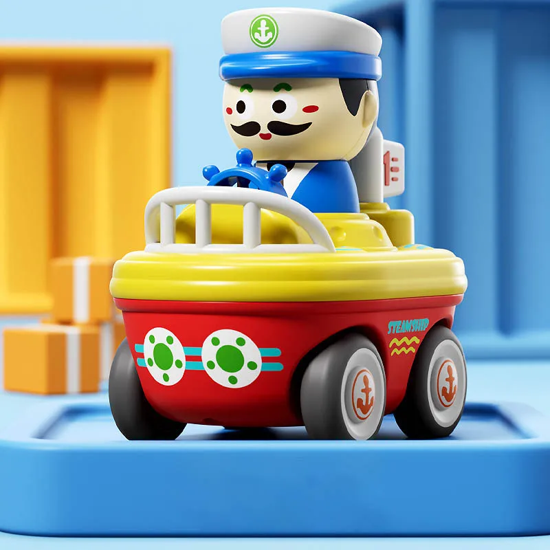 การ์ตูนจําลอง Naval Car Inertia รถของเล่นเด็กกดเลื่อนนกหวีด Naval Car Creative ดึงกลับรถของเล่นเด็กของขวัญ