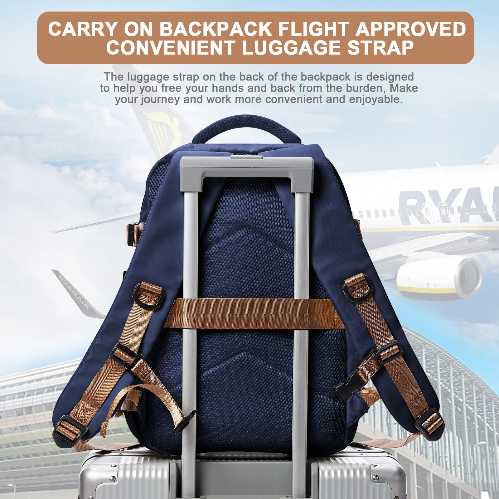 Men's Backpack Travel Backpack Cabin Bag Size Ryanair 40x20x25 Backpack Large Waterproof Business Notebook Female Backpack Gift