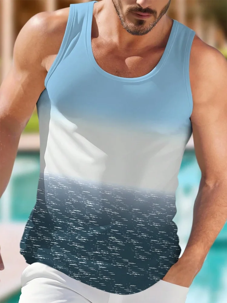 Coconut Tree Print Hawaiian Casual Fashion Men's Tank Top Summer Daily Street Men's Tank Top Outdoor Sports Men's Sleeveless Top