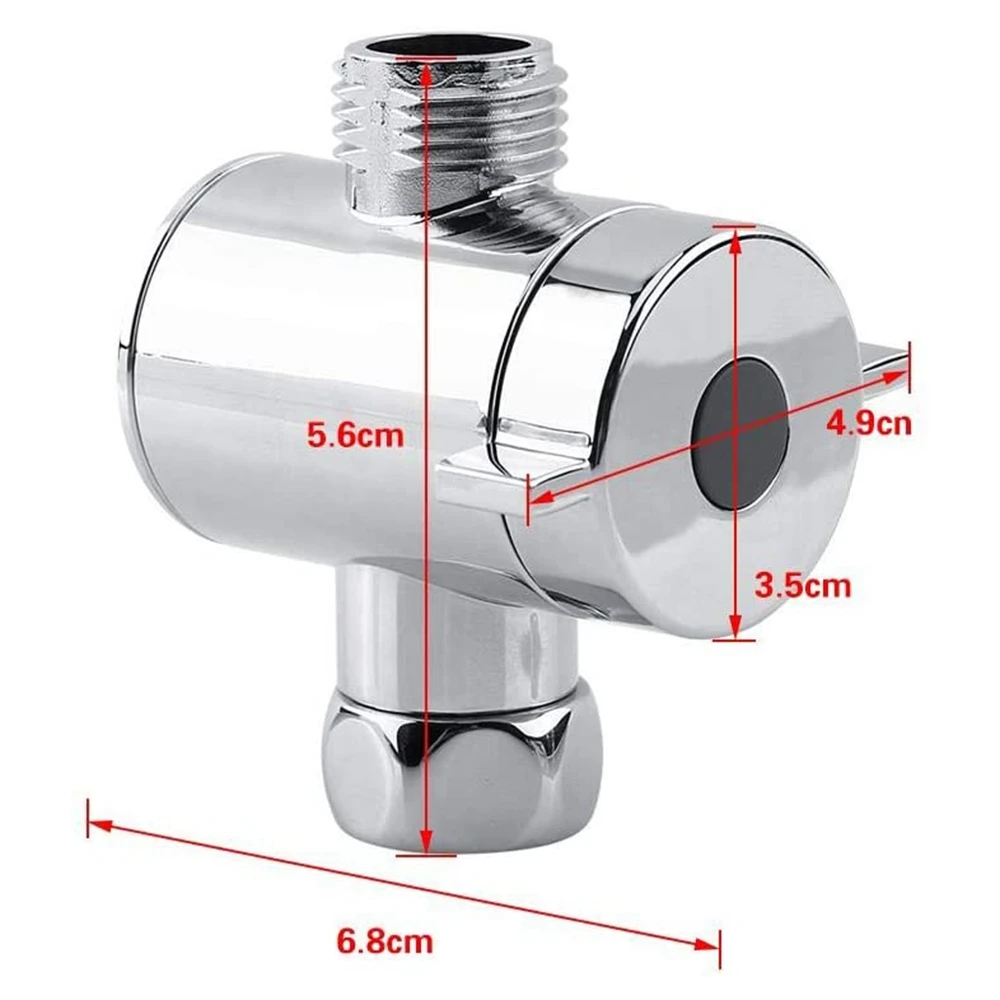 ABS Chrome 3 Way Diverter Hose Fitting T Shape Adapter Connector for Angle Valve Hose Bath Shower Arm Toilet