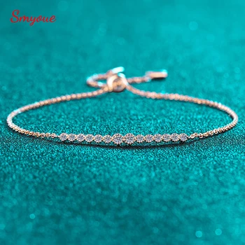 Smyoue 0.24cttw Gradient GRA All Moissanite Bracelets for Women Round Brilliant Cut 100% S925 Silver Plated 18k Gold