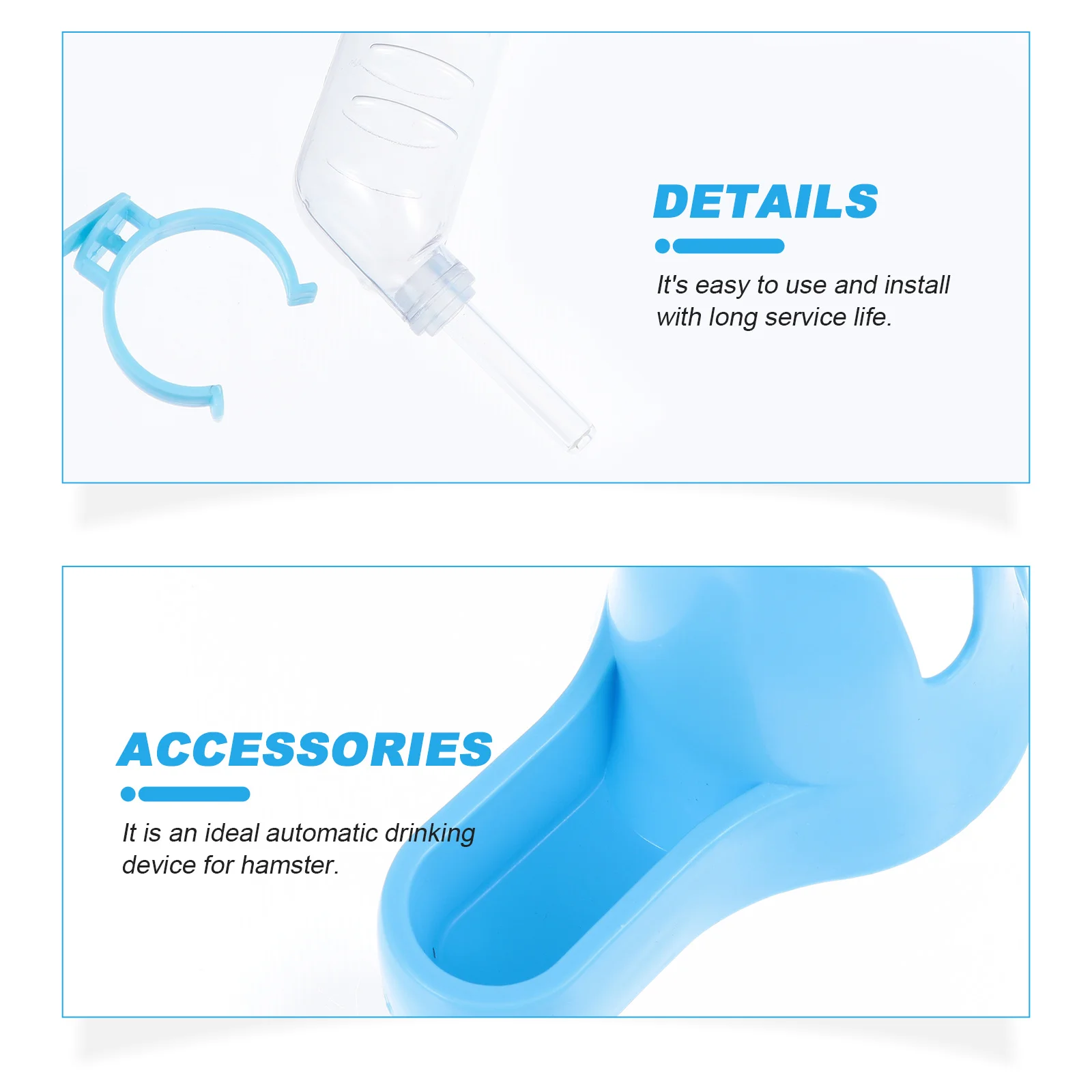 

2Pcs Durable Pet Water Bottle Automatic Feeder Sky-Blue Light Green No-Leak for Hamsters Rabbits Small Animals