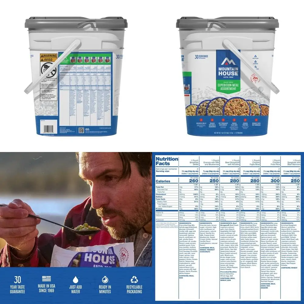 

Expedition Meal Assortment Bucket Freeze Dried Backpacking & Camping Food 30 Servings