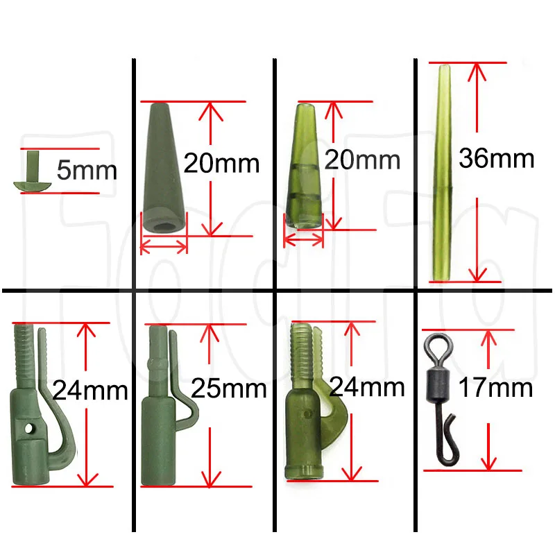 10 Sets Karpfenangelzubehör, Blei-Clip, Schnellwechsel-Wirbel, Gummihülsen gegen Verheddern, Karpfen-Rig, Angelzubehör für Grobangeln – Detail 4