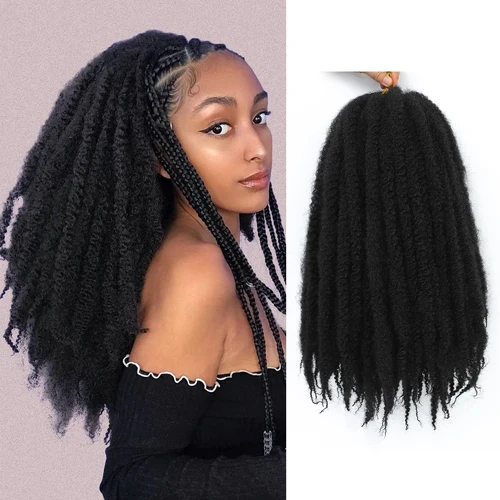10-18 pulgadas Marley Twist trenzado de pelo Crochet Afro rizado trenzado Marley Twist trenzas extensión de cabello sintético para mujeres