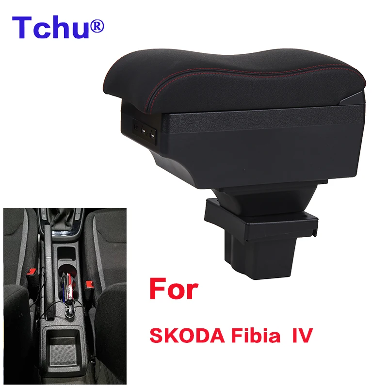 For Skoda Fibia IV armrest box 2022-2023 For Fibia car armrest box Internal modification USB charging Ashtray Car Accessories