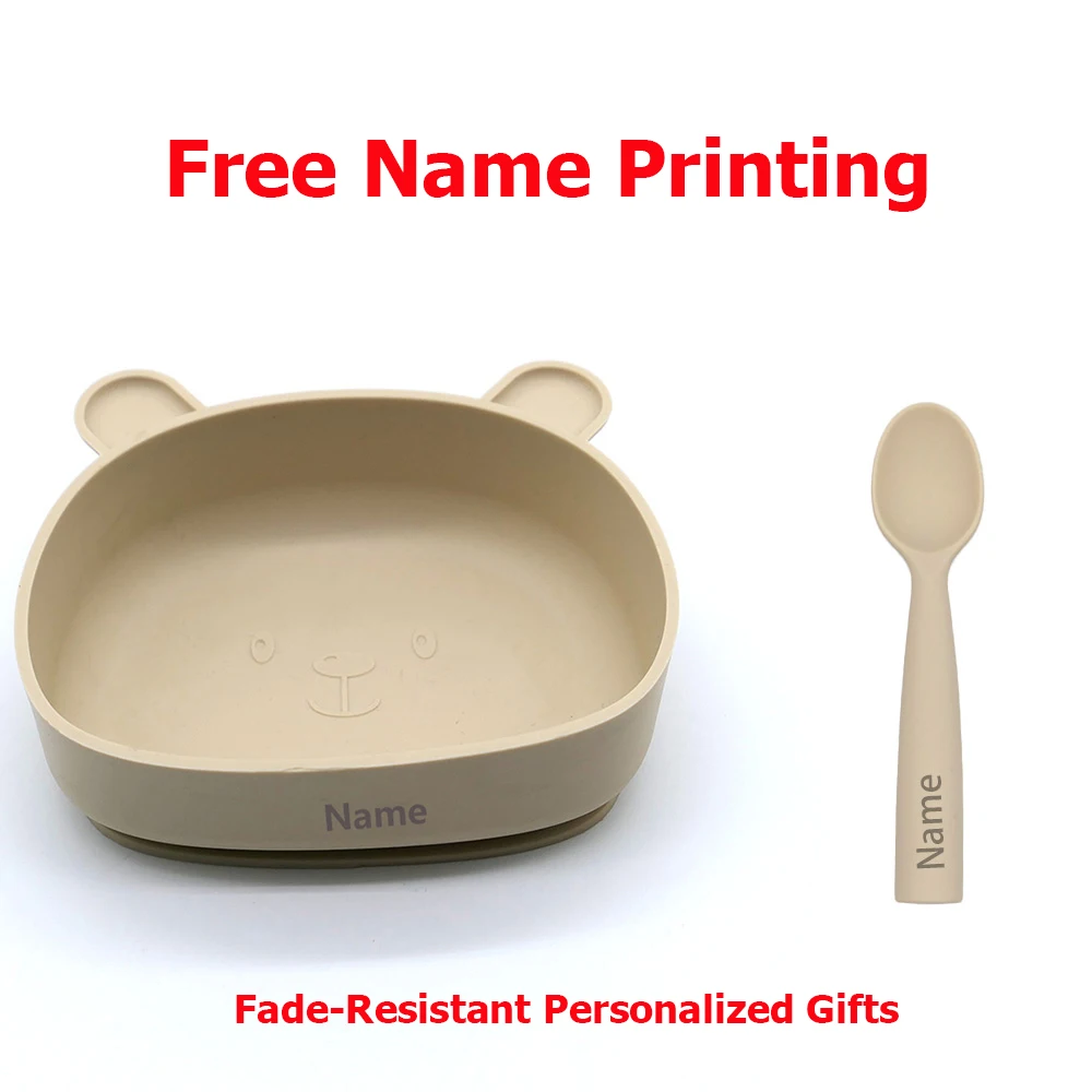 

Silicone Tableware Set Waterproof and Easy to Clean Free Name Engraving Creative Gifts Customized for Babies
