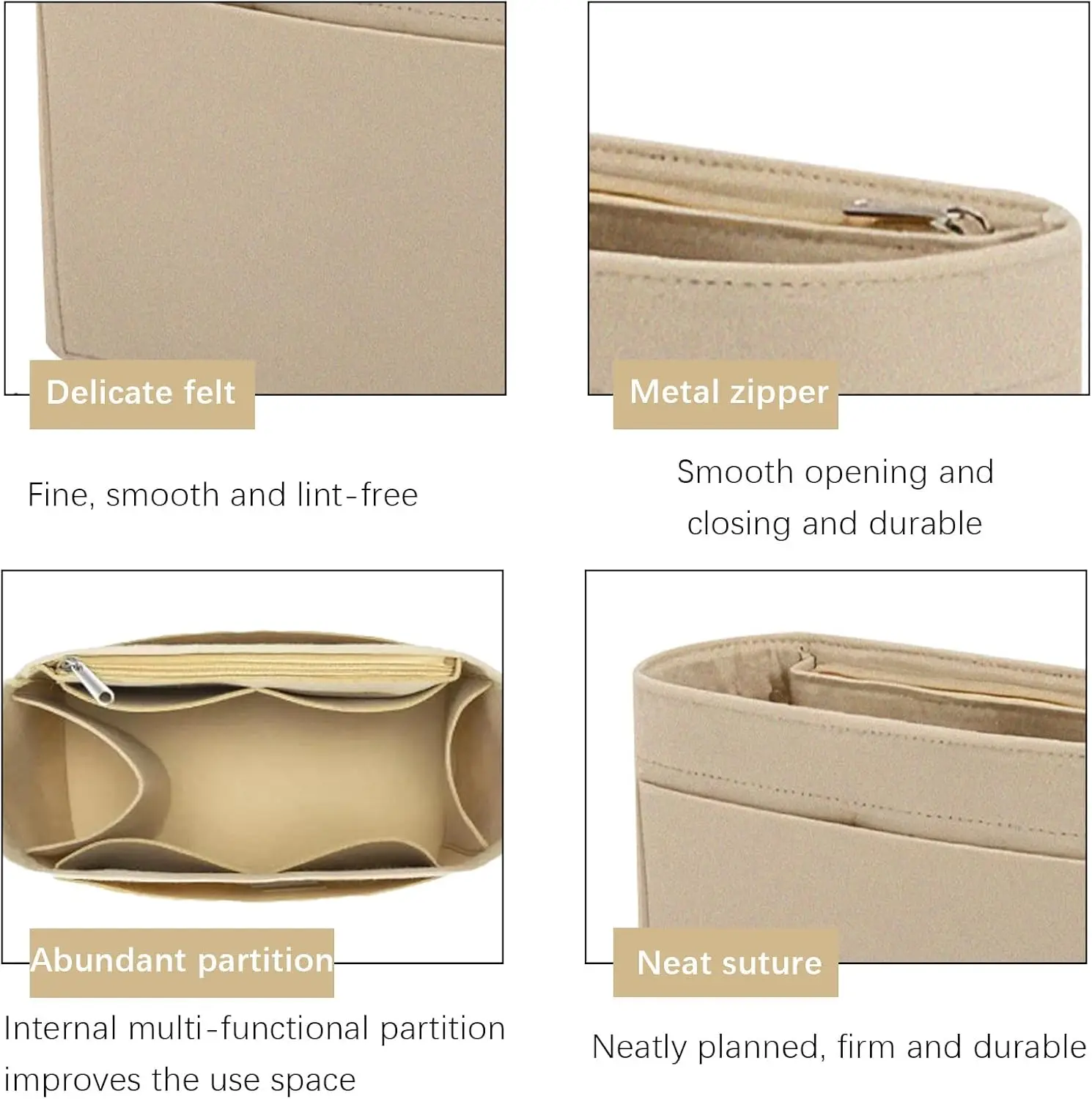 Inserto organizador de bolso para bolsos, divisores de inserción de bolsa de fieltro con múltiples bolsillos, mochila Fit Long Champ Le P.liage