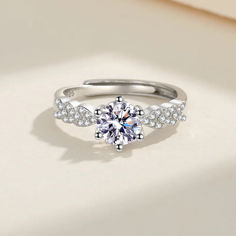 New Moissanite 925 Sterling Silver Ring for Women Wedding Jewelry Engagement Charm Party Fashion Gift Top Quality Ring view 4