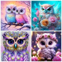 AZQSD 5d Diamond Painting Owl Animal Mosaic Cross Stitch Kits Picture Of Rhinestones Embroidery Rose Flower Gift 30x30cm