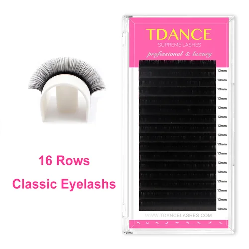 TDANCE 16 filas de pestañas clásicas negro oscuro mate profesionales extensión de pestañas postizas naturales suaves maquillaje belleza pestañas individuales