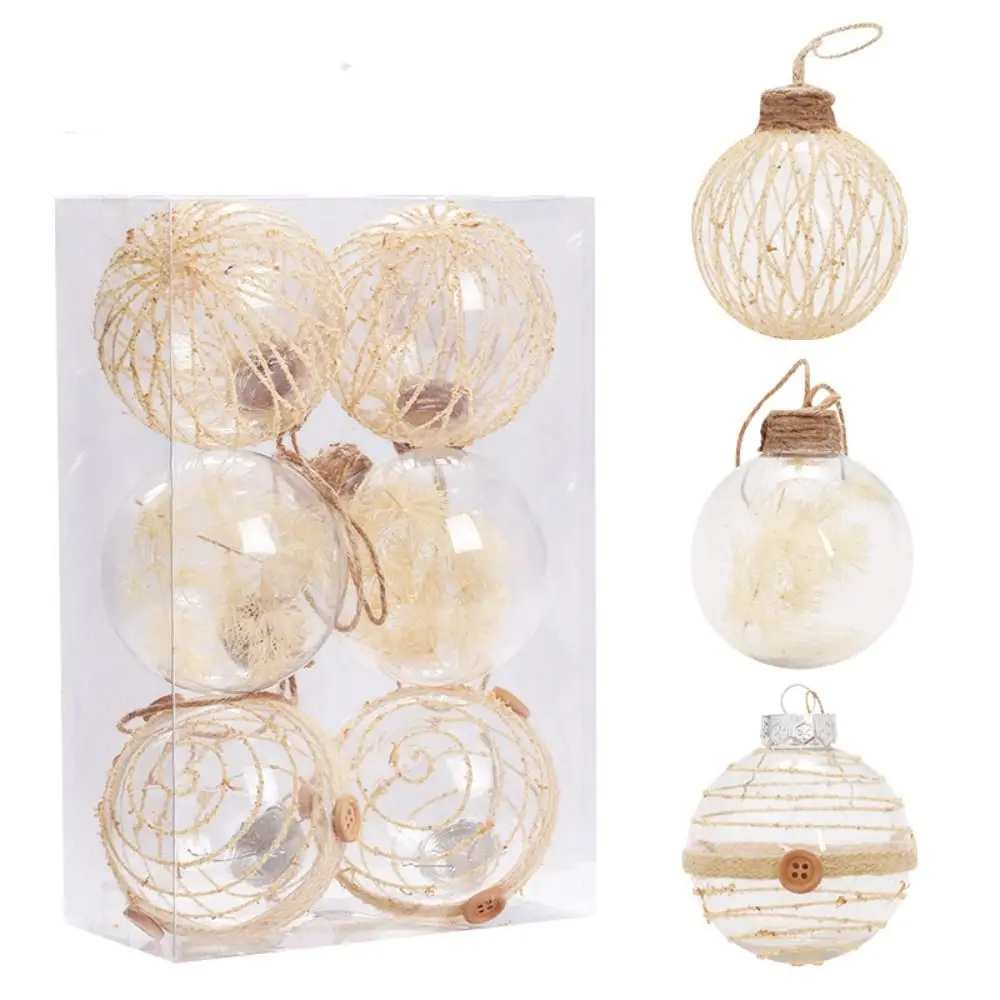 

6PCS/ 1Set High-quality Plastic Christmas Ball Set Transparent Suspensable Xmas Ornament Ball 8cm Xmas Baubles Showcase