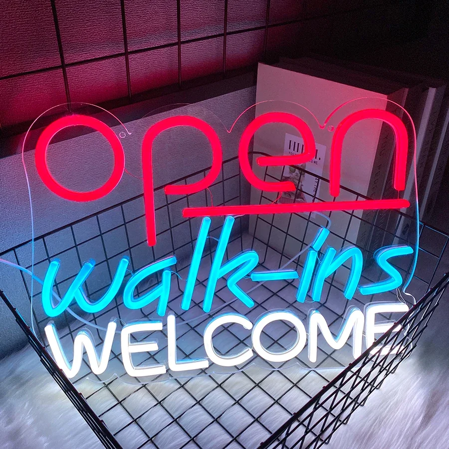 Open Welcome Neon Signs for Business,LED Sign Light Up Open Sign for Business Storefront Window Glass Door Shop Store Bar Salon