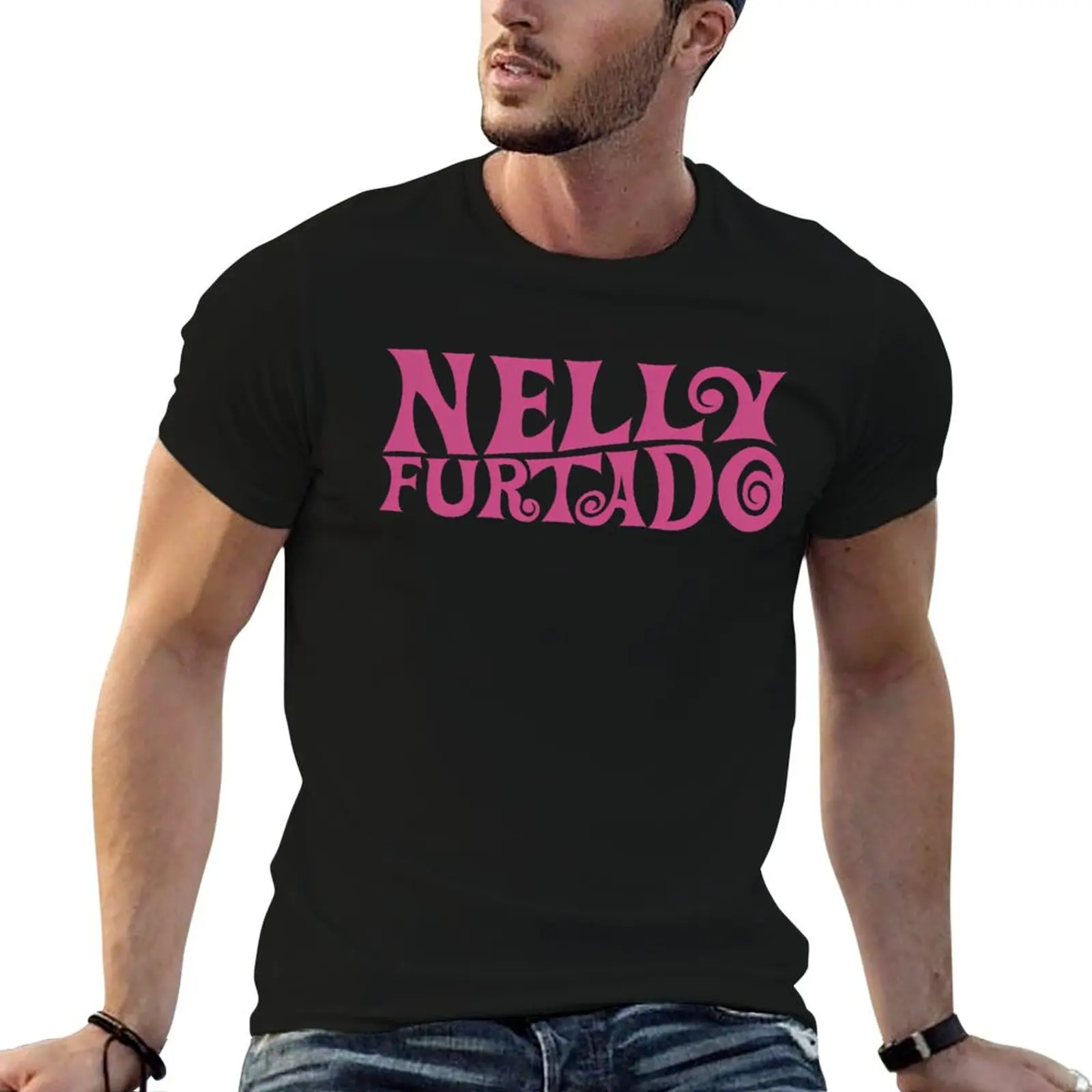 Nelly Furtado - Pink Logo - Whoa Nelly! Camiseta holgada Folklore para hombre, camiseta ajustada de diseñador para hombre