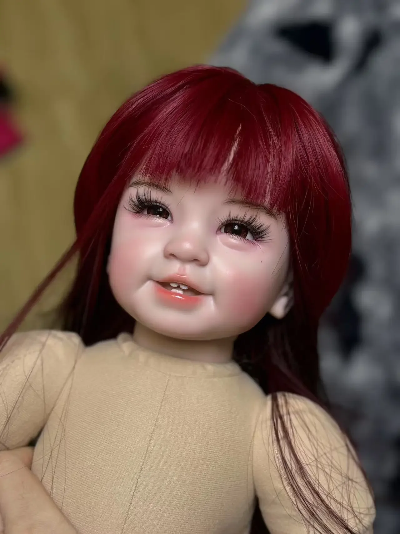 EGO カスタマイズされた限定供給 21 インチリボーンベビー 2 歯人形赤毛塗装キット DIY パーツタイの女の子クリスマスギフト