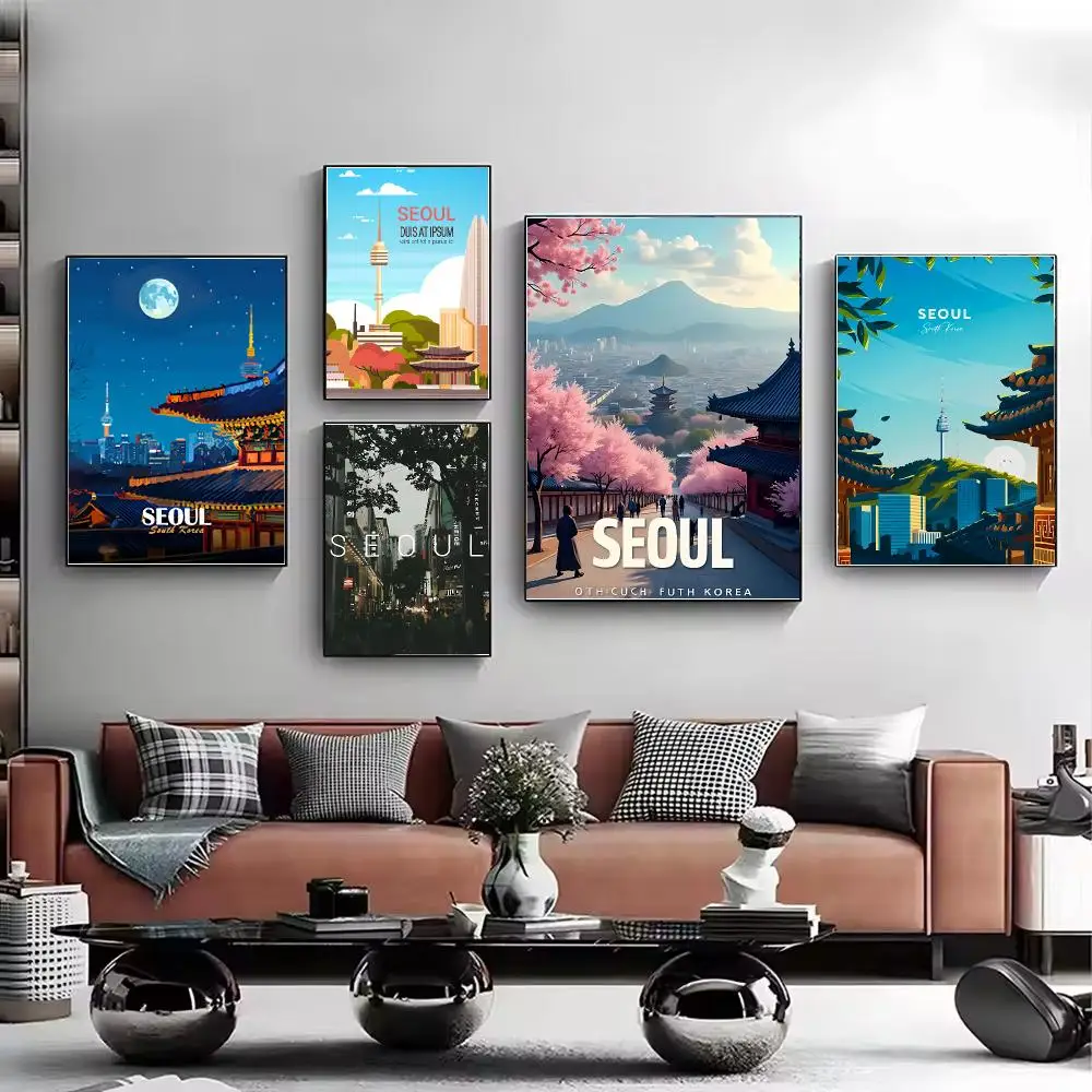 City modern S-Seoul Painting Calligraphy Stylish Canvas Poster Wall Art for Living Room Bedroom Cafe Office Home Decor Gift
