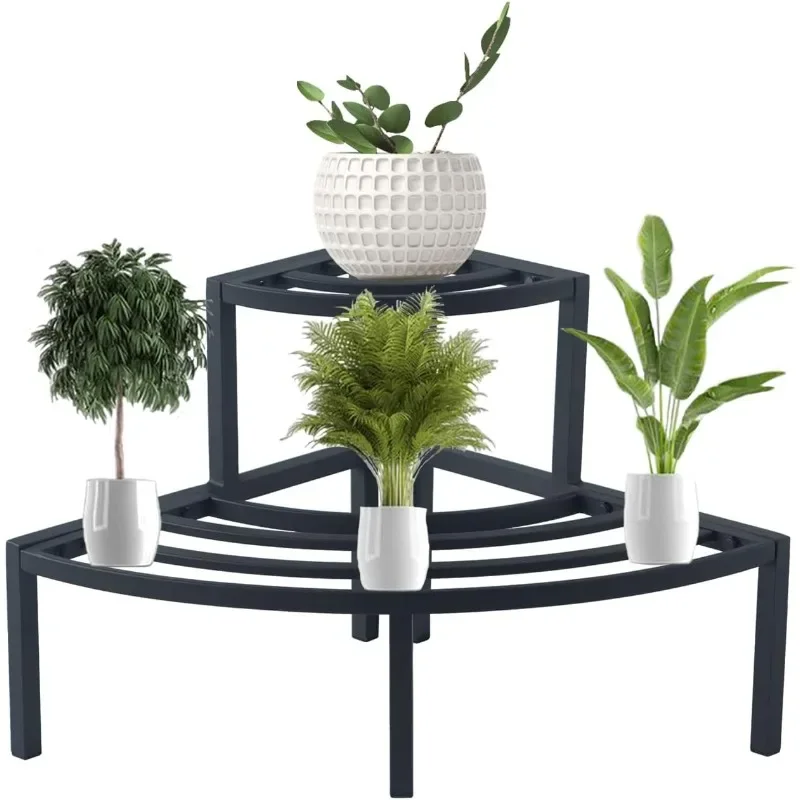 

Aluminum 2-Tier Plant Stand Lightweight, Sturdy, and Rust-Free Corner Shelf Ladder Rack Perfect for Indoor