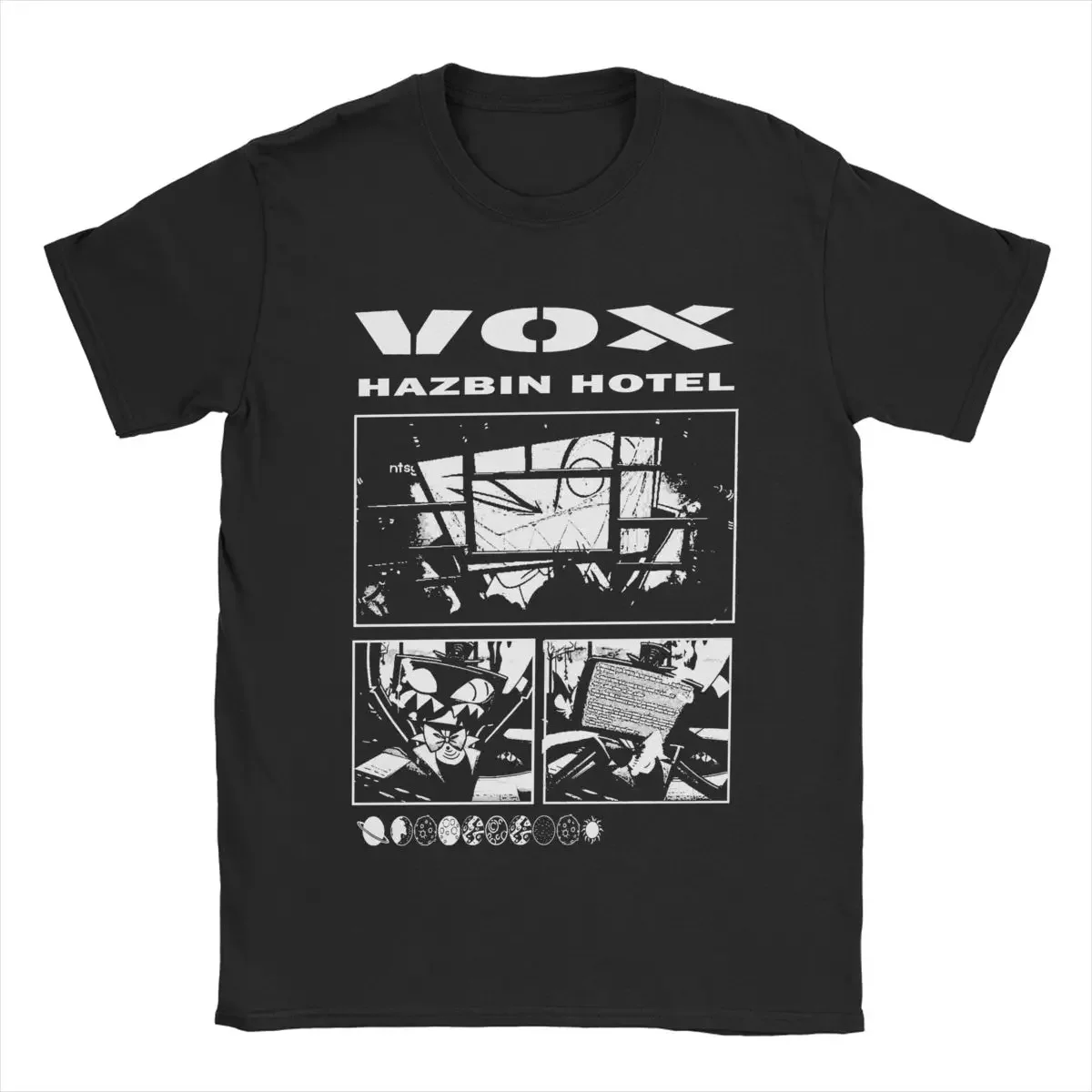

VOX Hazbins Hotels T-Shirts Men Casual 100% Cotton Tee Shirt O Neck Short Sleeve T Shirt Plus Size Clothes