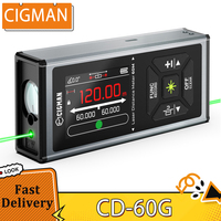 CIGMAN CD-60G 393ft/120M Bilateral Green Laser Measure, with Ft/in/M Multiple Units, Rechargeable 850mAh Battery