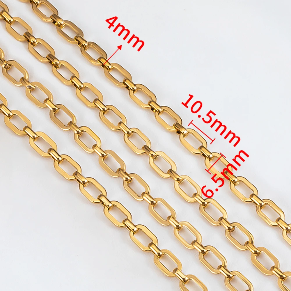 1M NO FADE Stainless Steel Square Link Chain for DIY Necklace Bracelet 6.5mm Rolo Cable Link Chains Jewelry Making Supplies Bulk