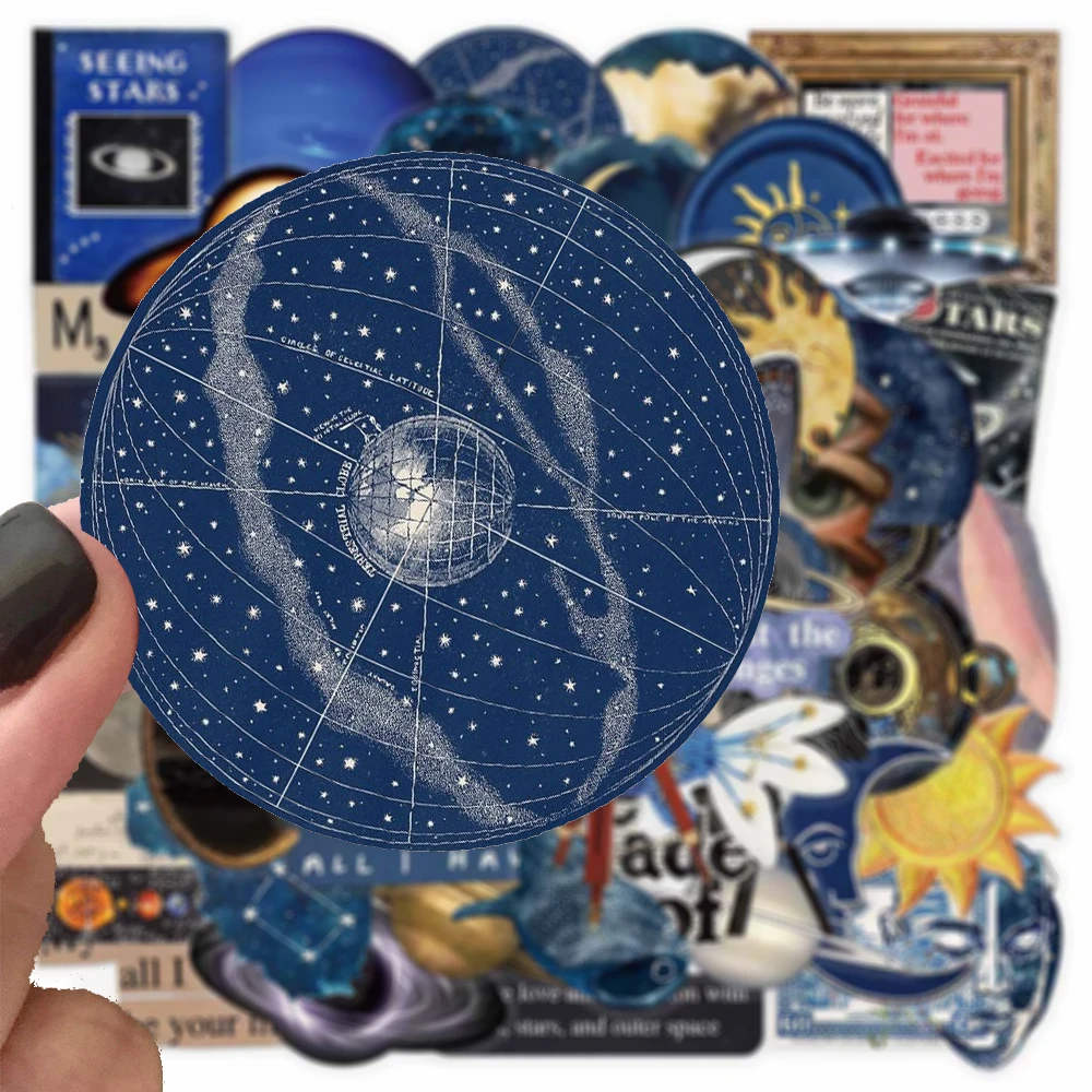 10/30/50pcs Transparent Cool Mysterious Universe Stickers Astronomy Space Planets Cartoon Sticker Phone Stationery Helmet Decals