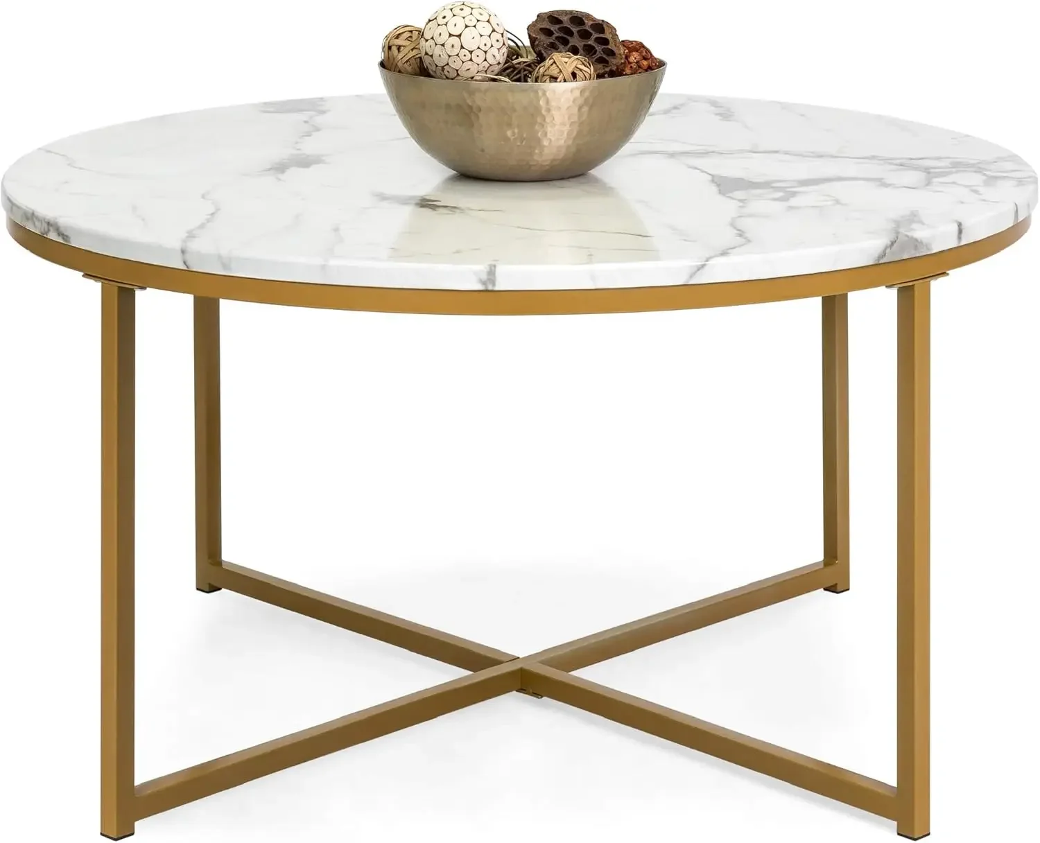 36in Faux Marble Accent Table, Modern End Table, Large Coffee Table Home Decor for Living Room, Dining Room, Tea, Coffee