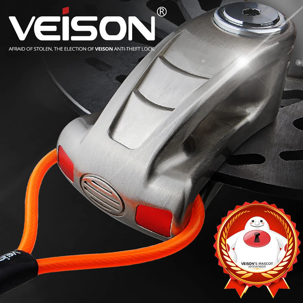 VEISON Motorcycle Disc Brake  Lock Waterproof And Rust Resistant  Motocross Anti-theft Lock Can Be Used With A Reminder Rope