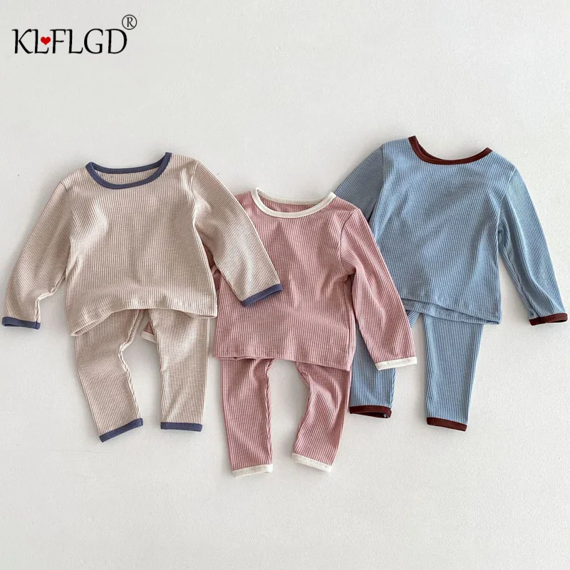 2024 Baby Autumn Wear Korean Edition High Quality Cotton Sets for Children Home Furnishings 0-5 Year Old Warm Underwear