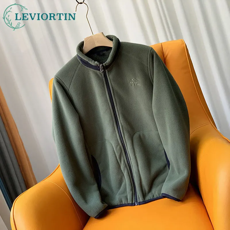 

2025 Autumn and winter men's fashionable urban versatile lamb wool thick loose simple jacket stand collar solid color jacket