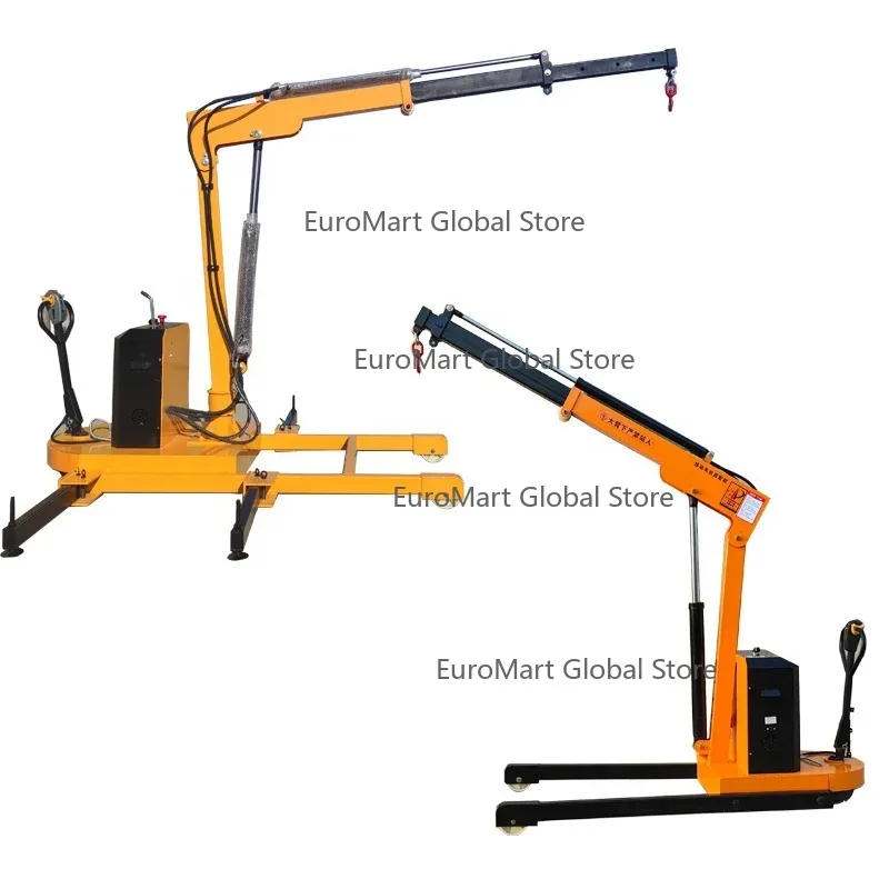 Mobile Floor Folding Electric Shop Crane Foldable 0.2/0.5/1/2t Battery Power Mini Floor Crane Turning Reach Small Lift Hoist