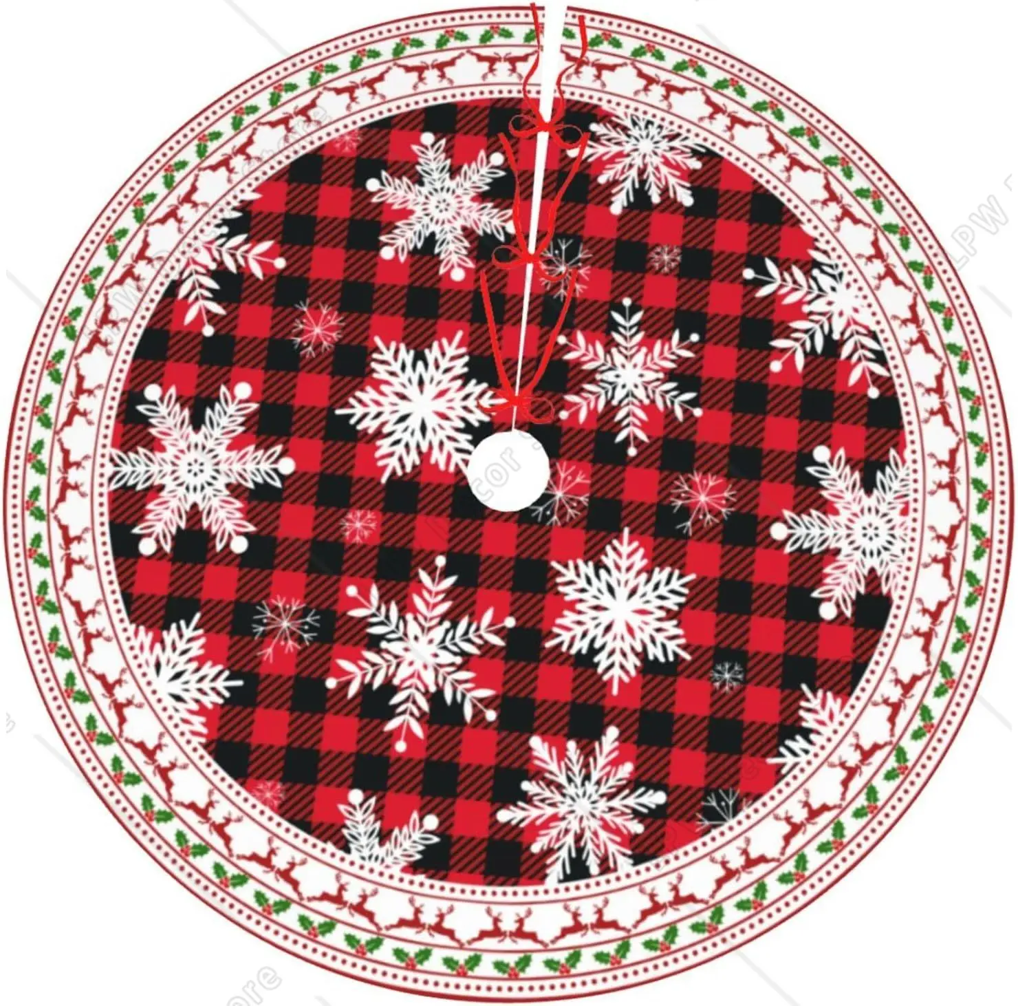 

Рождественский буйвол, снежинки, олень, рождественская елочная юбка для Рождества, Хэллоуина, праздника, Нового года, вечеринки, круглый коврик для елки, декор