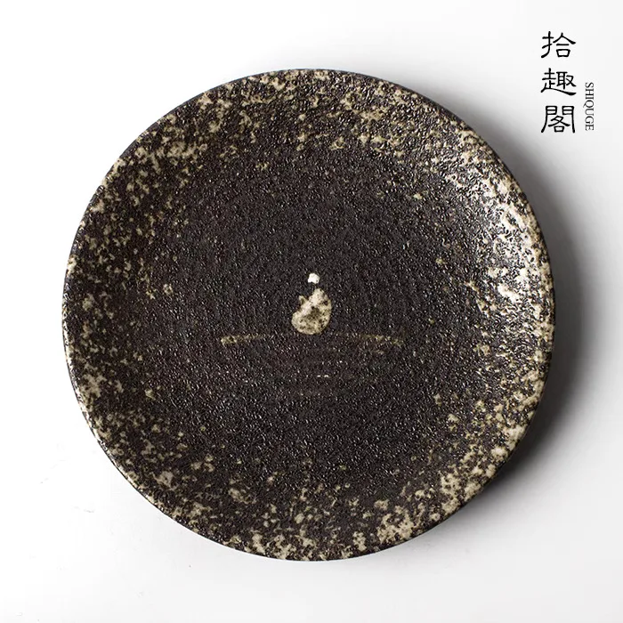 Shiqu Ge Handmade Coarse Pottery Pot, Creative Zen Ceramic Pot Mat, Dry Soaking Plate, Japanese Tea Sea, Terrace, Tray