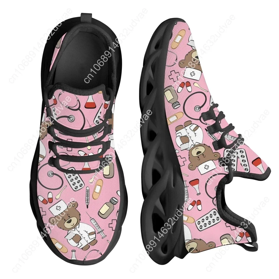 Pink Cartoon Doctor Nurse Shoes For Women Female Flats Shoes Running Sneakers Light Mesh Ladies Footwear Chaussure Femme