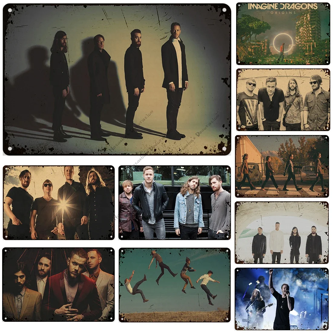 علامة روك معدنية لتزيين جدار الكهف للرجل ، روك ، خمر ، صدئ ، قديم ، حنين ، قديم ، بار ، حانة ، نادي ، ديكور