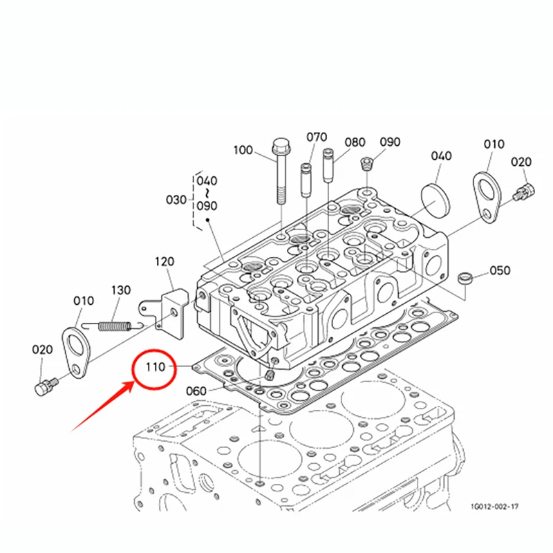 Cilinderkoppen Metalen Pakking Cilinderpakking Voor Kubota Yamamoto 1j092-03310, D722, 3d66, D782b Leverancier
