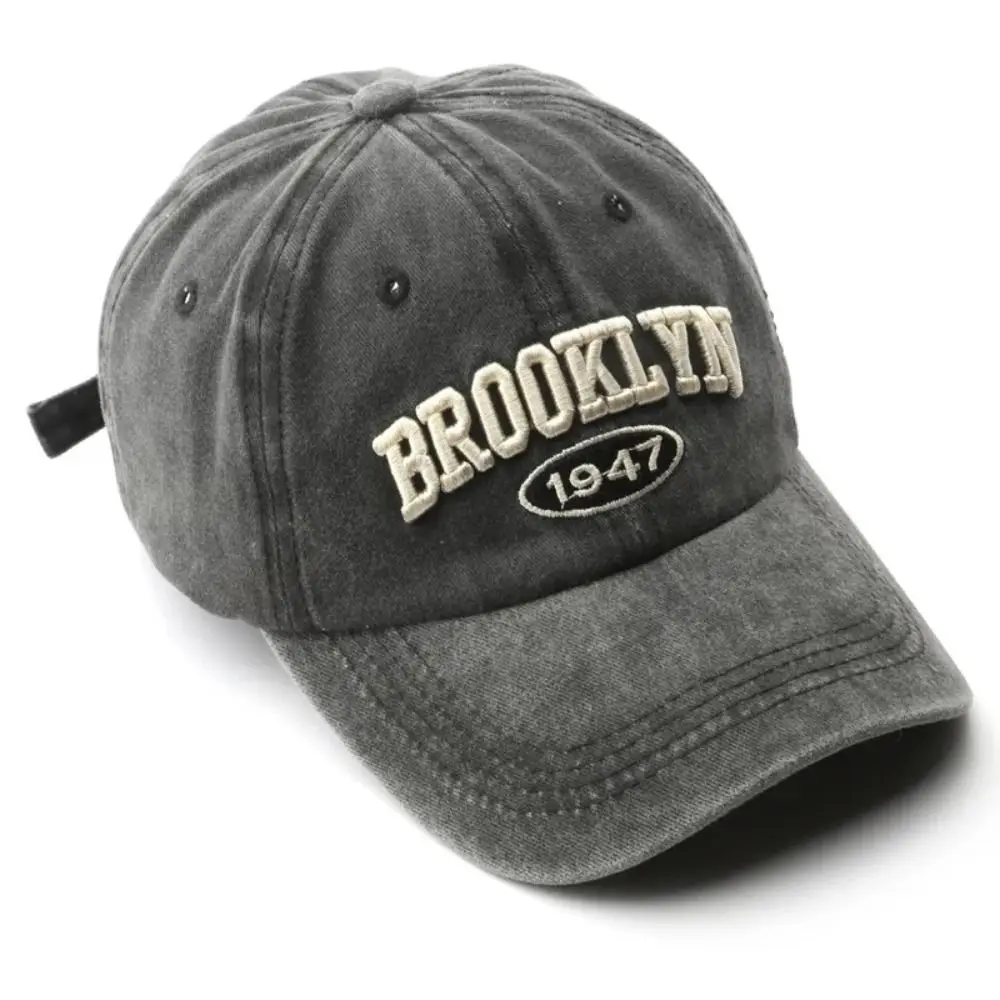 Gothic Street Punk Embroidery Baseball Caps Adjustable Hip-hop Washed Baseball Hats Distressed Faded Cap