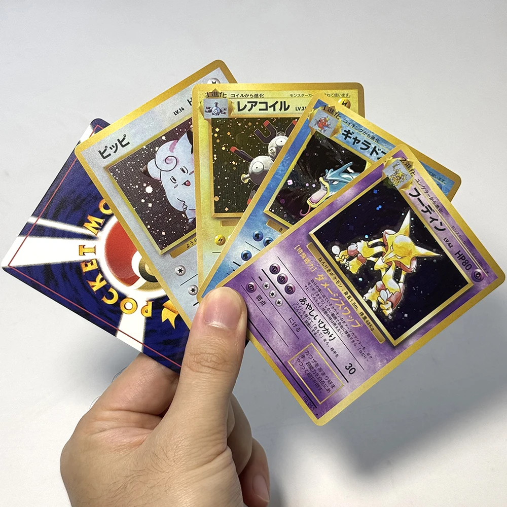 PKM Basis-Set Japanische Proxy-Folienkarten Seltene Spielkarten Charizard Blastoise Gyarados Mewtwo Venusaur Zapdos Sammel-DIY-Spielzeug-Geschenkkarten – Detail 4