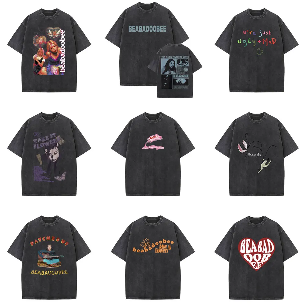 

Washed Vintage Beabadoobee Merch T-shirt Men Women Hip Hop Fashion Pop Music T Shirts Unisex Casual Vintage Oversized T-shirts